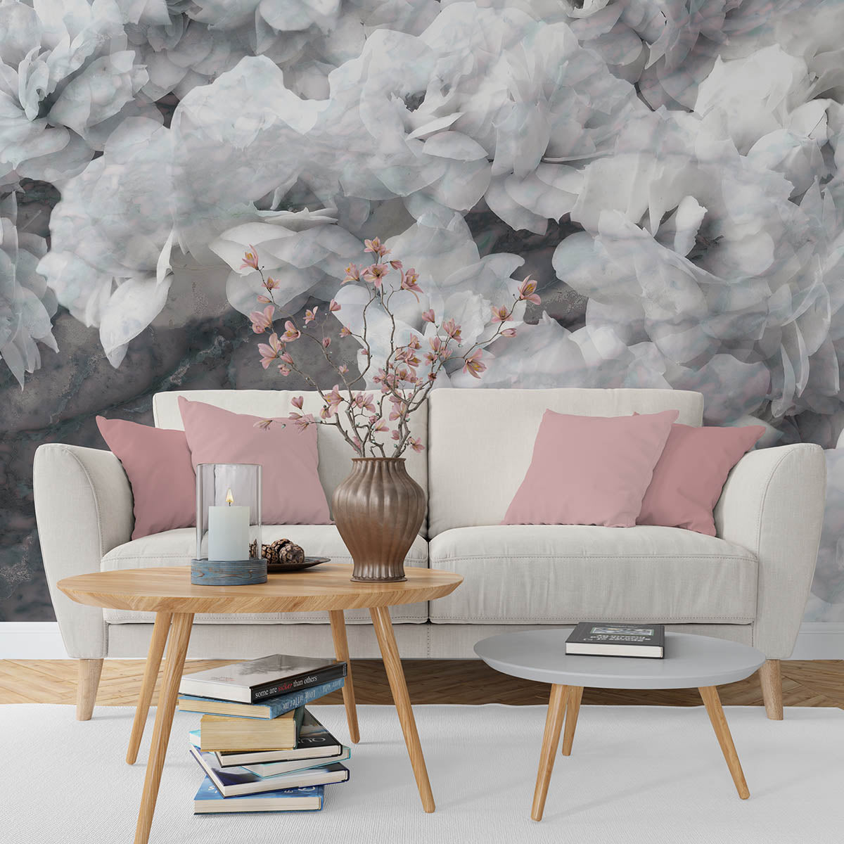 Fototapet Flori gri 1