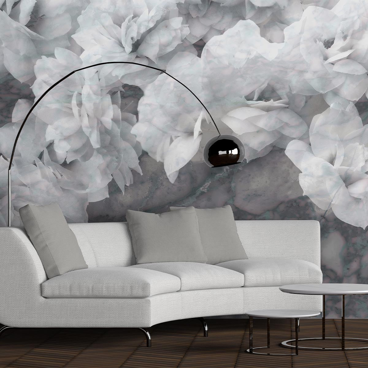 Fototapet Flori gri 1