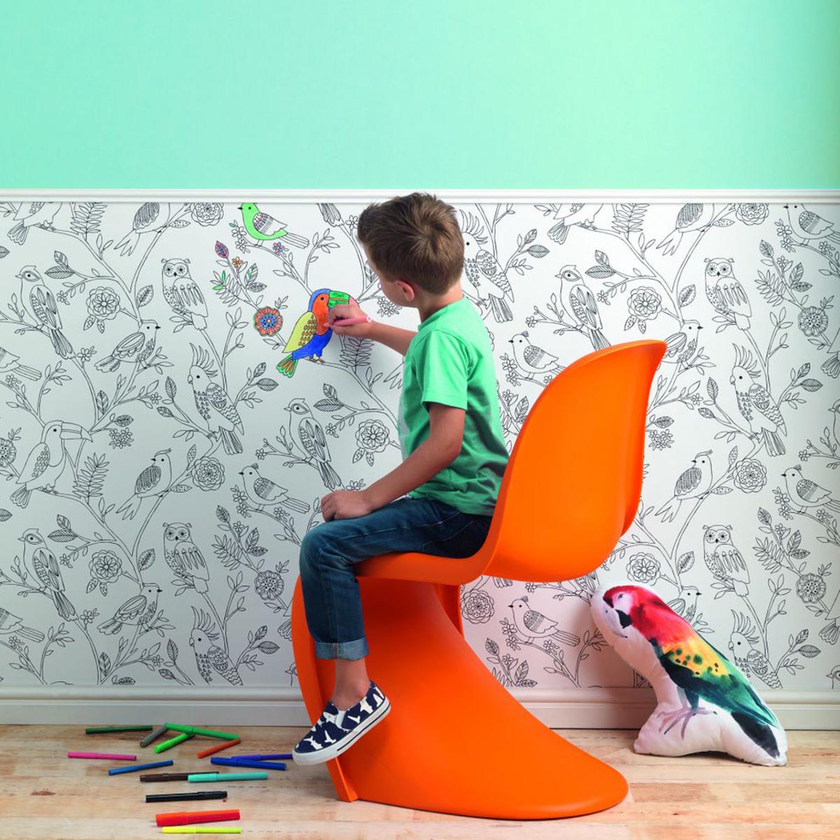 Fototapet copii Coloreaza pasarile 1