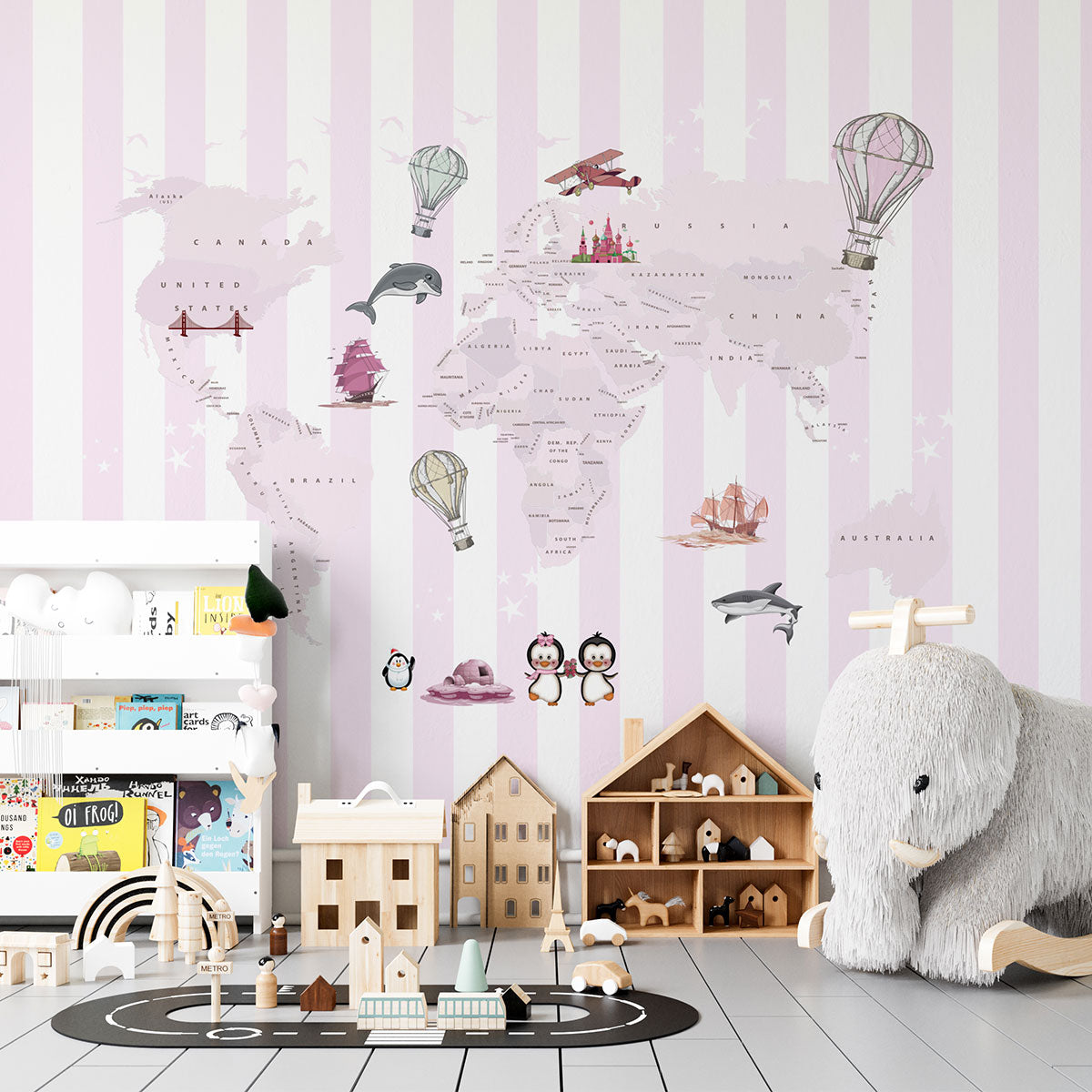 Fototapet copii Harta roz 1