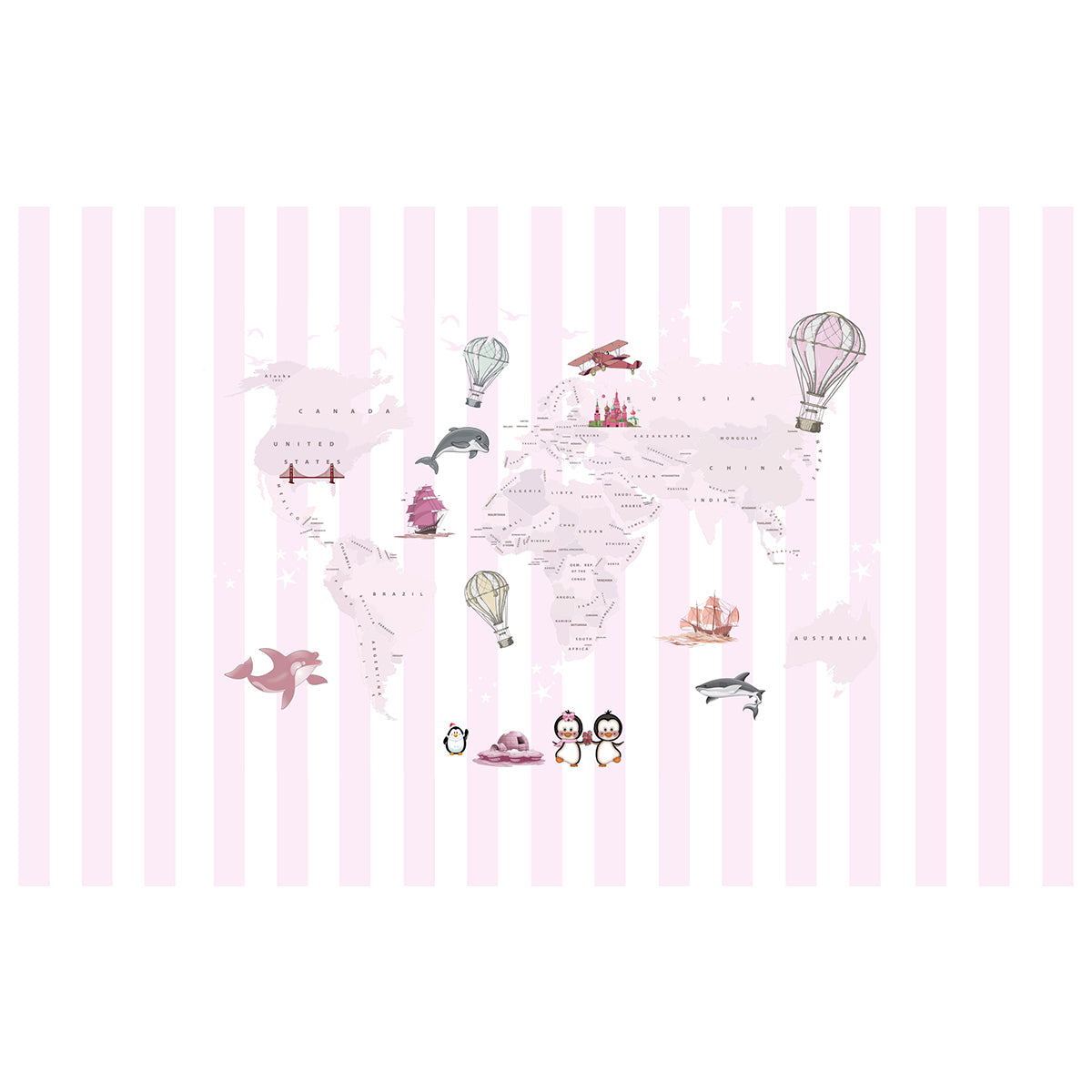 Fototapet copii Harta roz 1