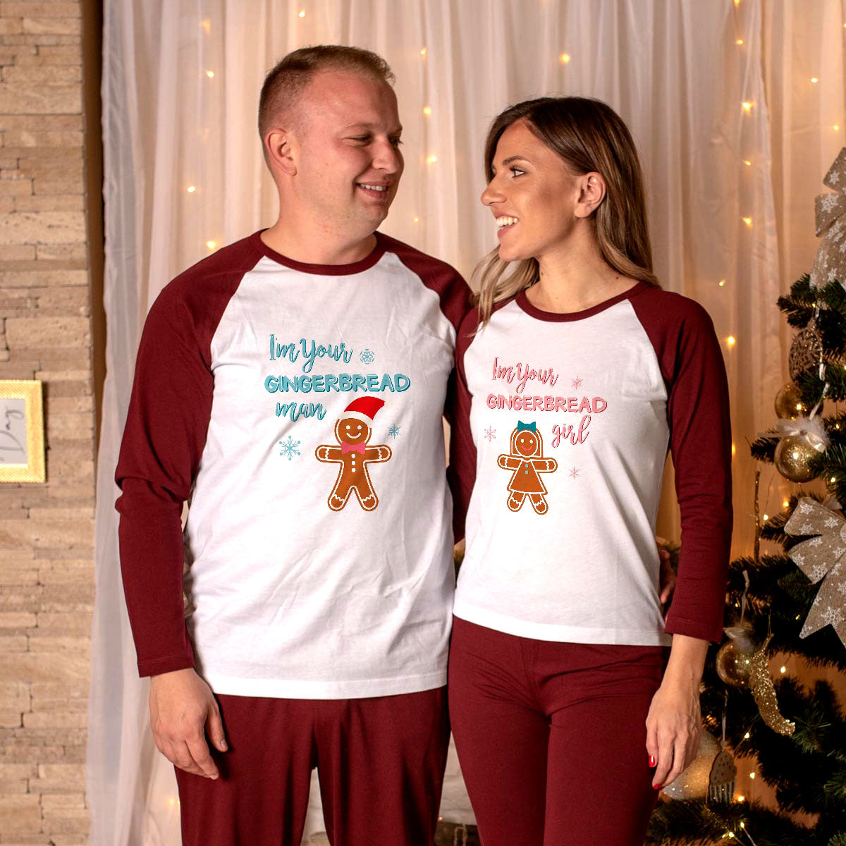 Pijamale Personalizate Cupluri Gingerbread Couple 13a