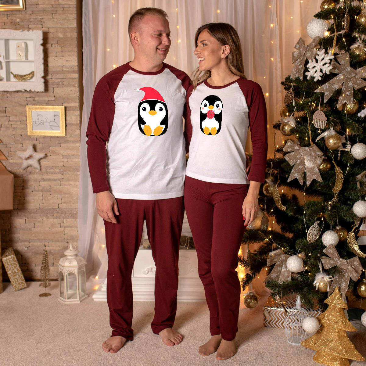 Pijamale Personalizate Cupluri Penguin Couple 13