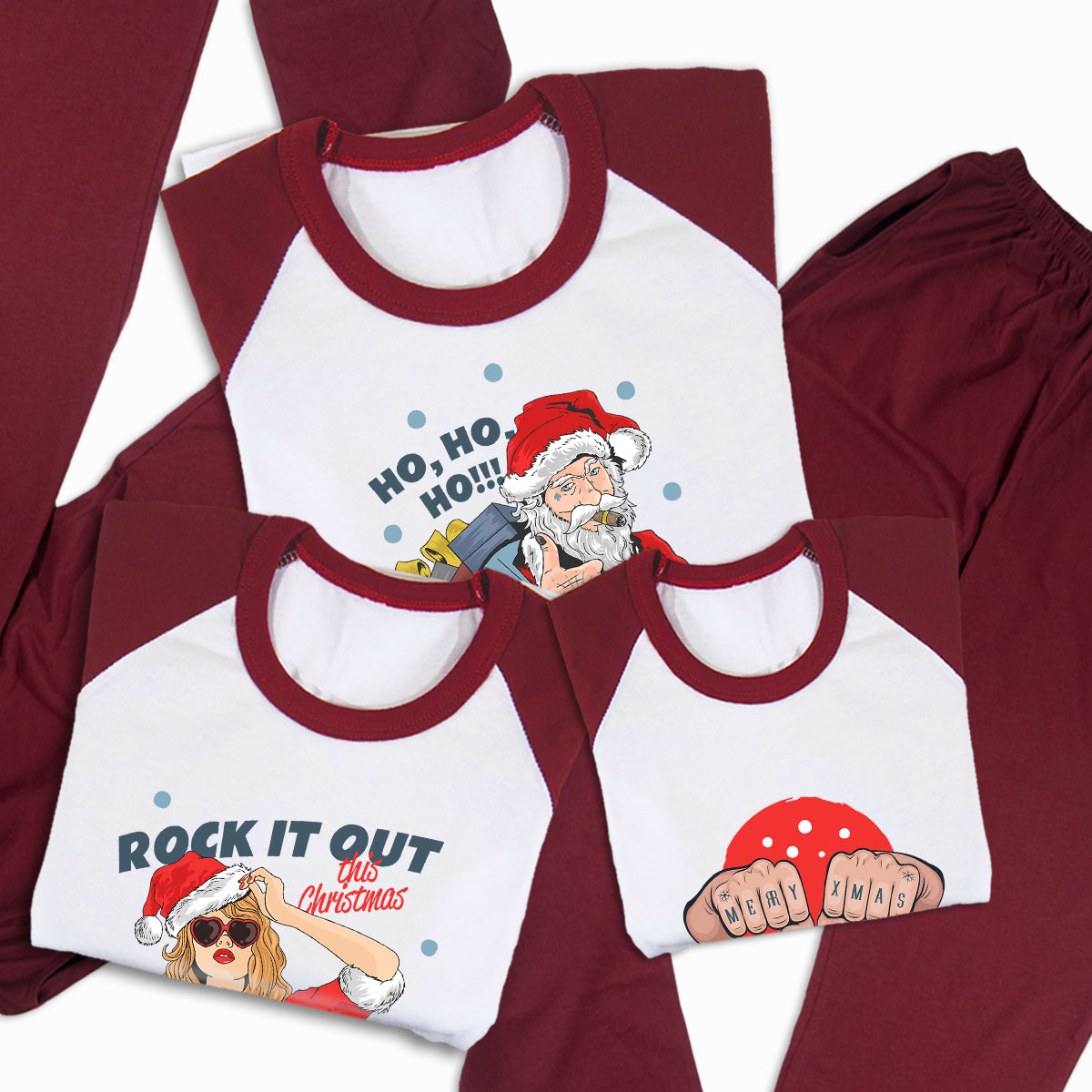 Pijamale Personalizate Familie Christmas Rock 3