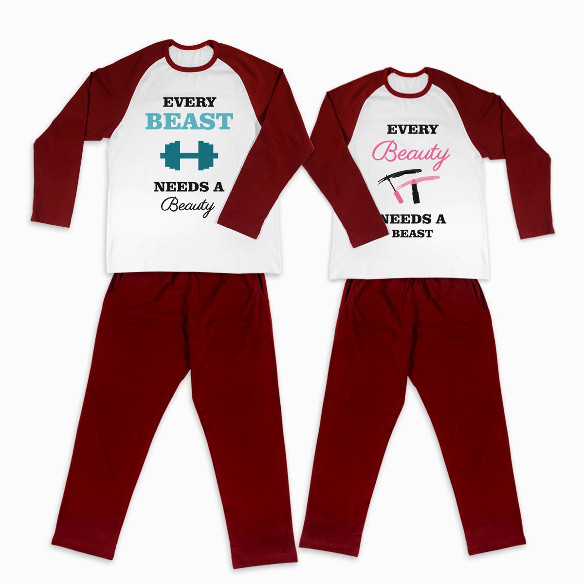 Pijamale personalizate cupluri Beauty and the Beast 1