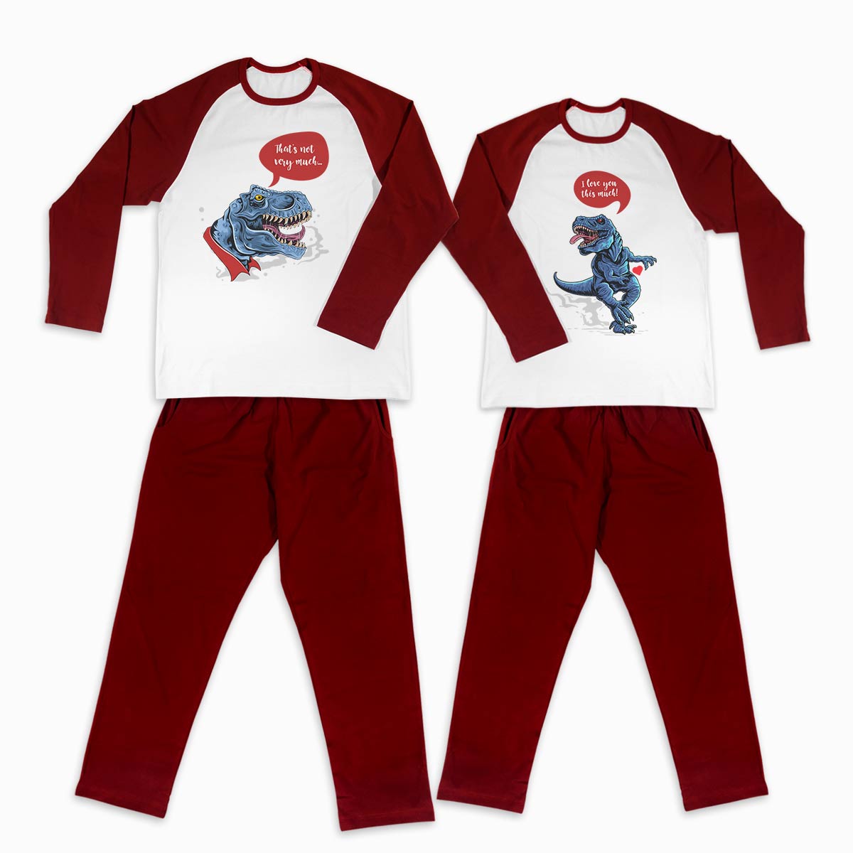 Pijamale personalizate cupluri Dinosaur Love 1