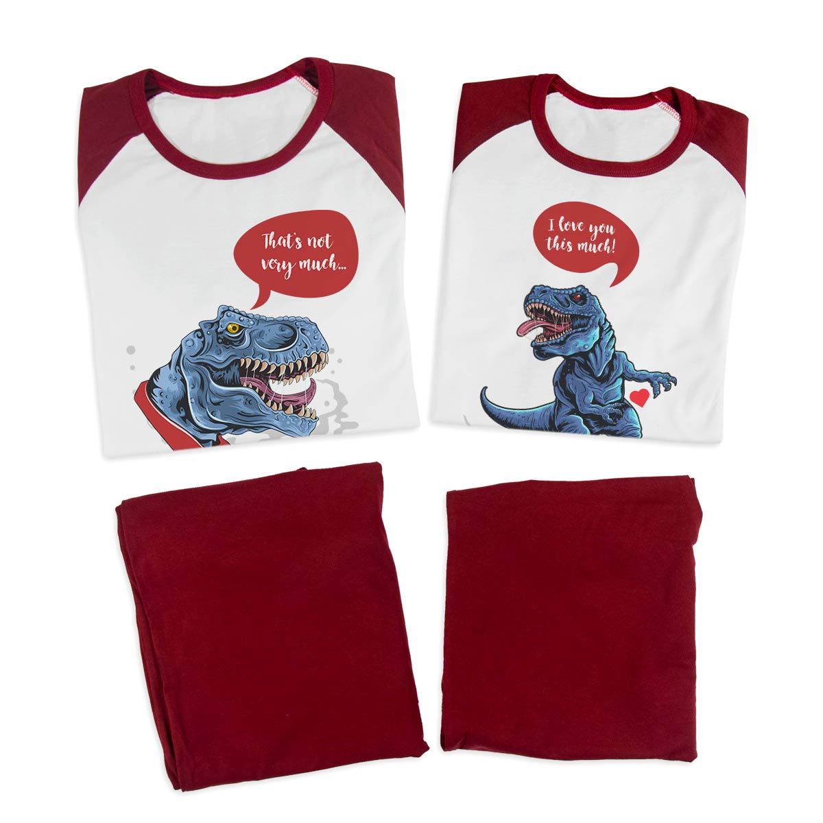 Pijamale personalizate cupluri Dinosaur Love 2