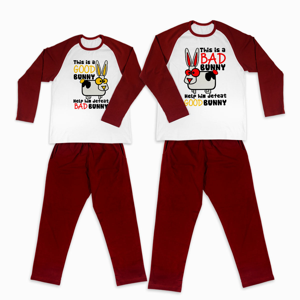 Pijamale personalizate cupluri Good and Bad 1