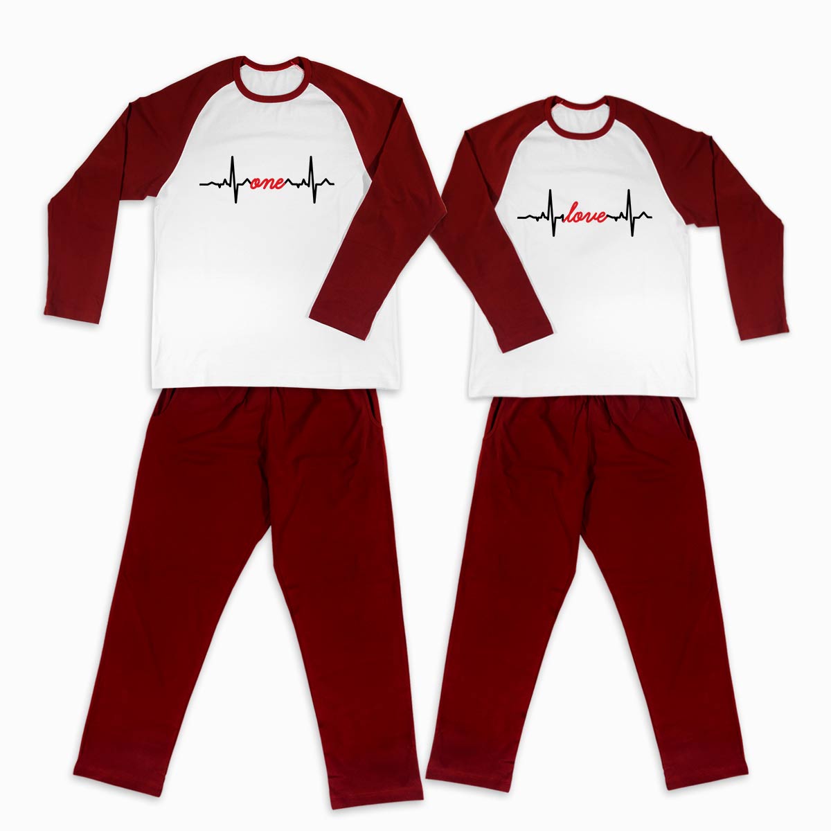 Pijamale personalizate cupluri Heartbeat