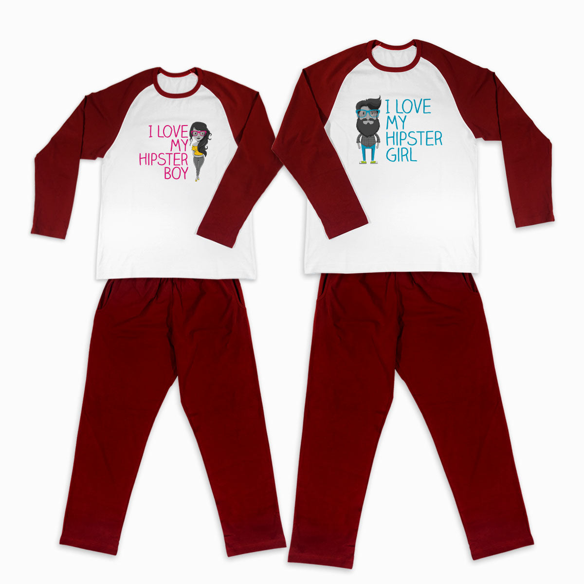 Pijamale personalizate cupluri Hipster Love 1