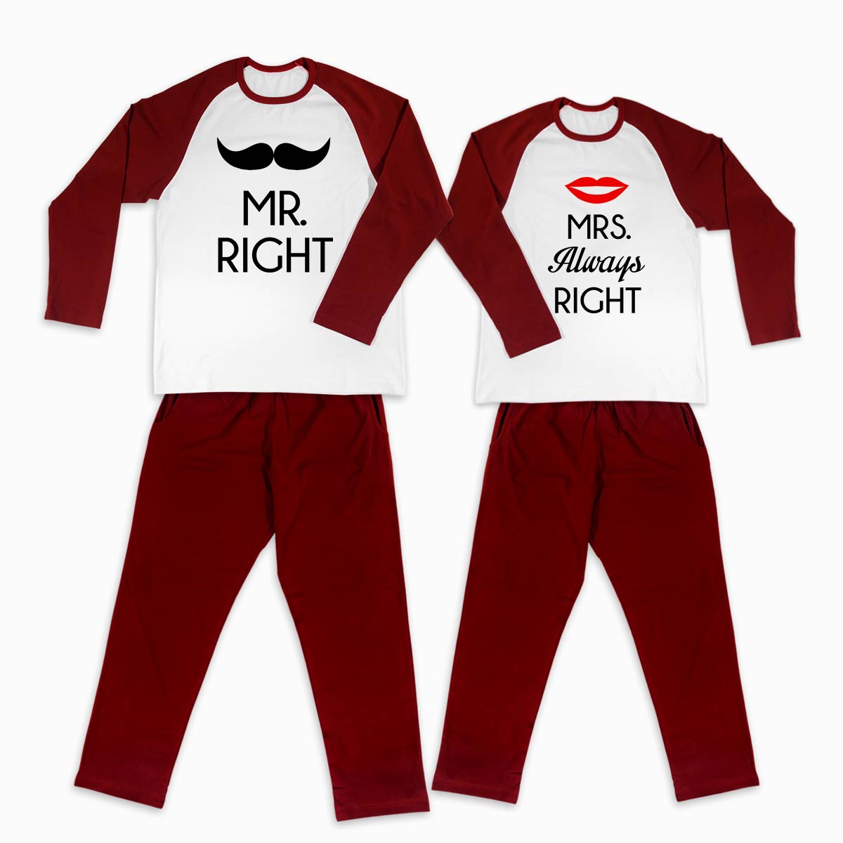 Pijamale personalizate cupluri Mr &amp; Mrs Right 1