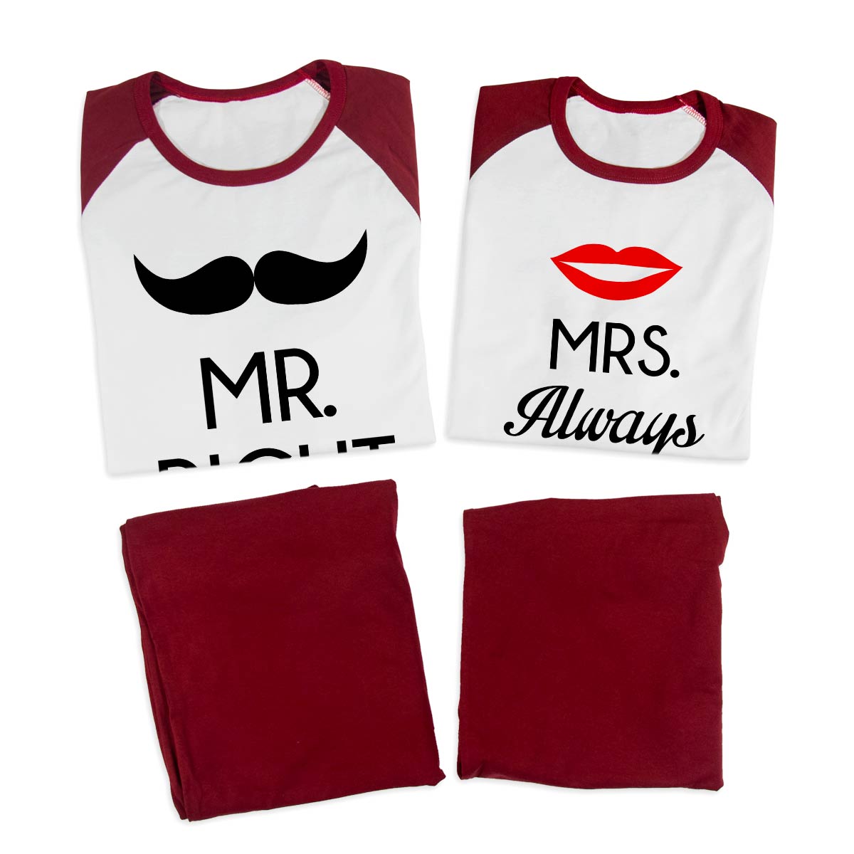 Pijamale personalizate cupluri Mr &amp; Mrs Right 2