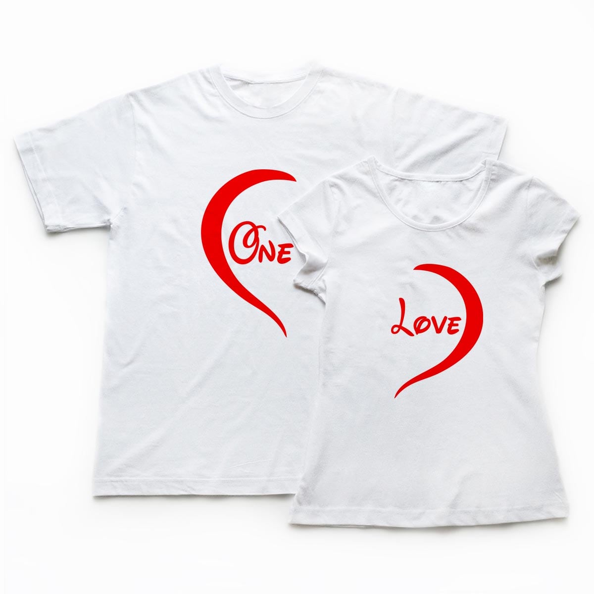 Tricouri cupluri 2 Hearts , set alb