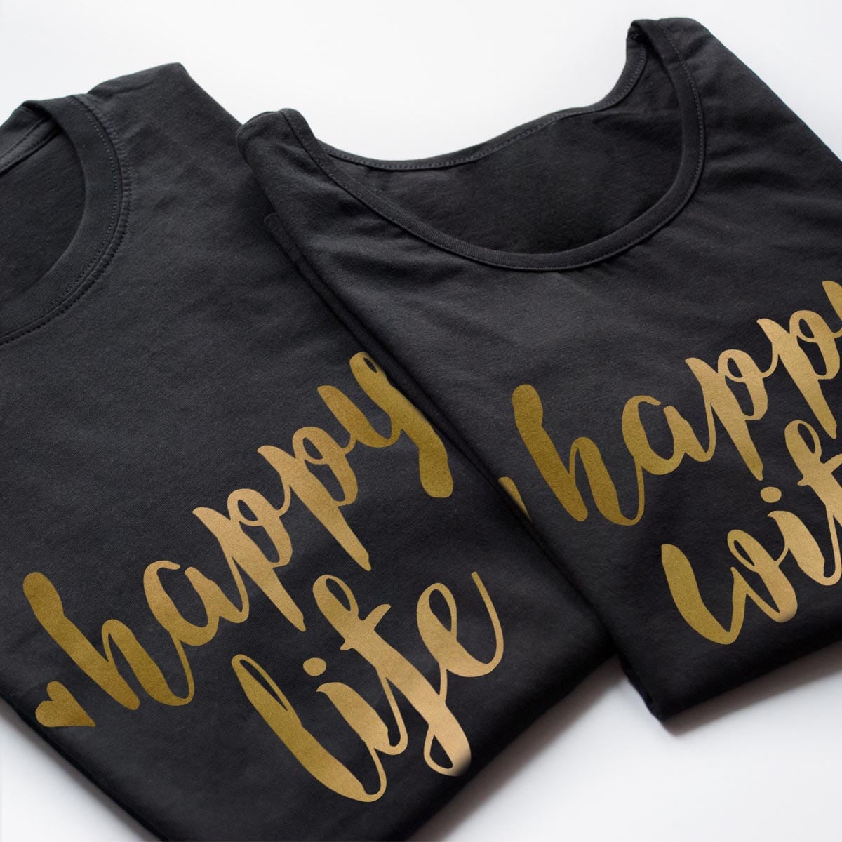 Tricouri cupluri - Happy life gold - 1