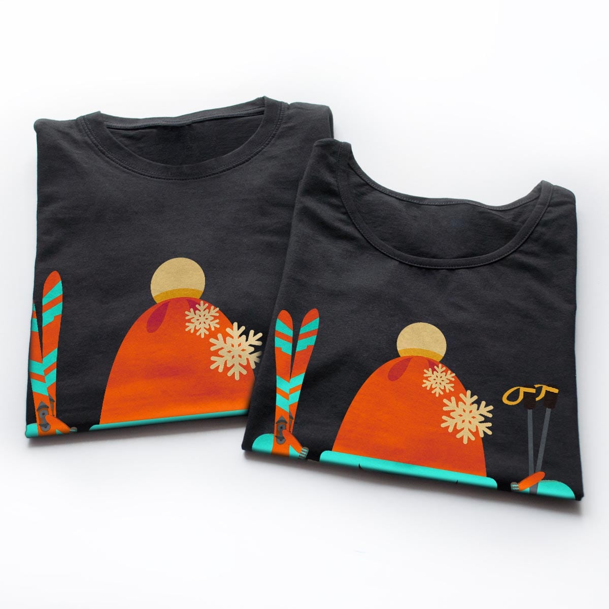 Tricouri cupluri Impreuna la schi 2