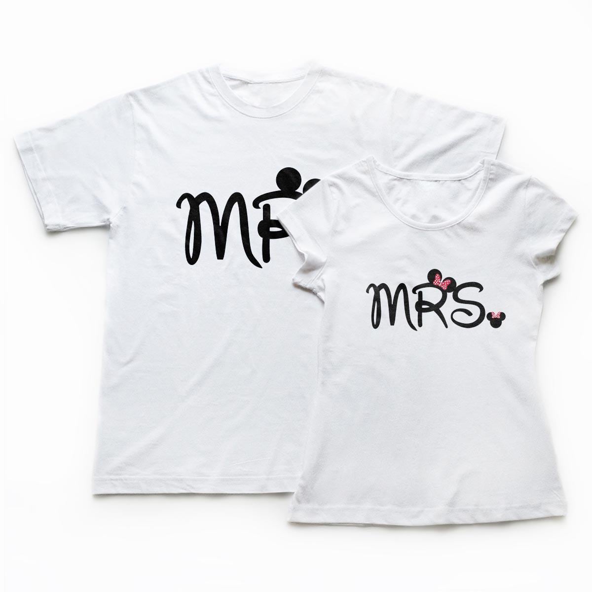 tricouri cupluri Mr & Mrs Mouse, set tricouri albe