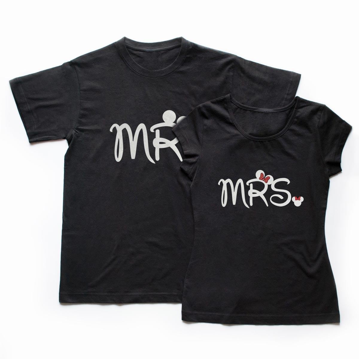 tricouri cupluri Mr &amp; Mrs Mouse, set tricouri negre