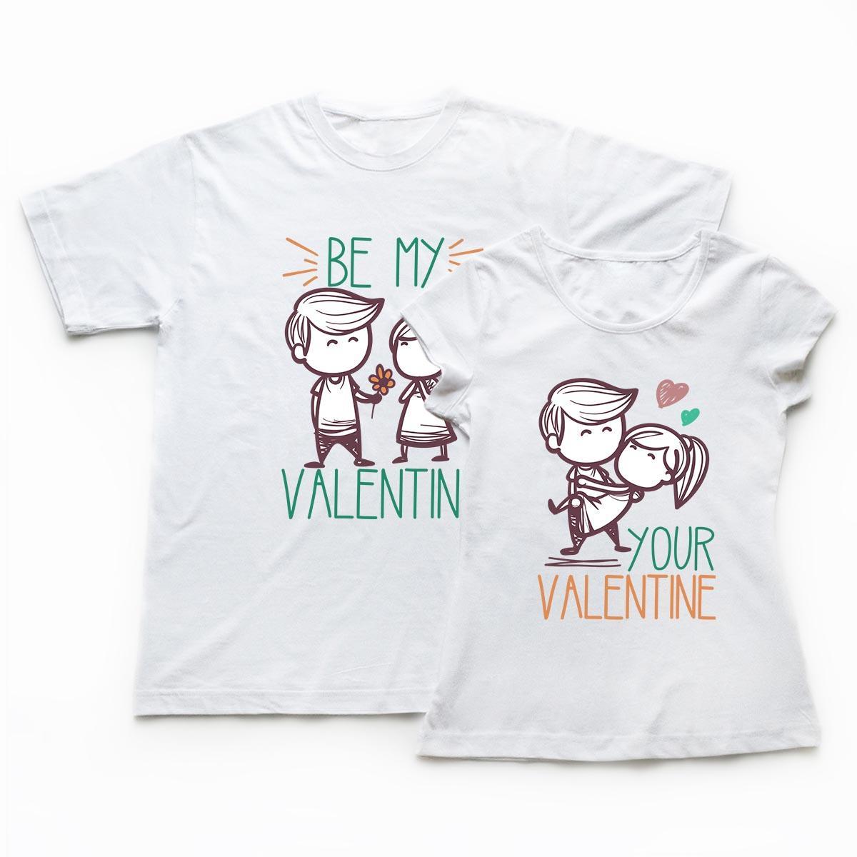 tricouri cupluri My Valentine , set tricouri albe