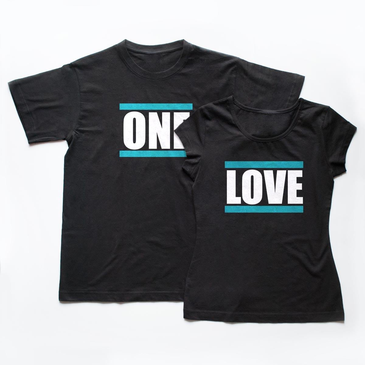 tricouri cupluri One love, set tricouri negre