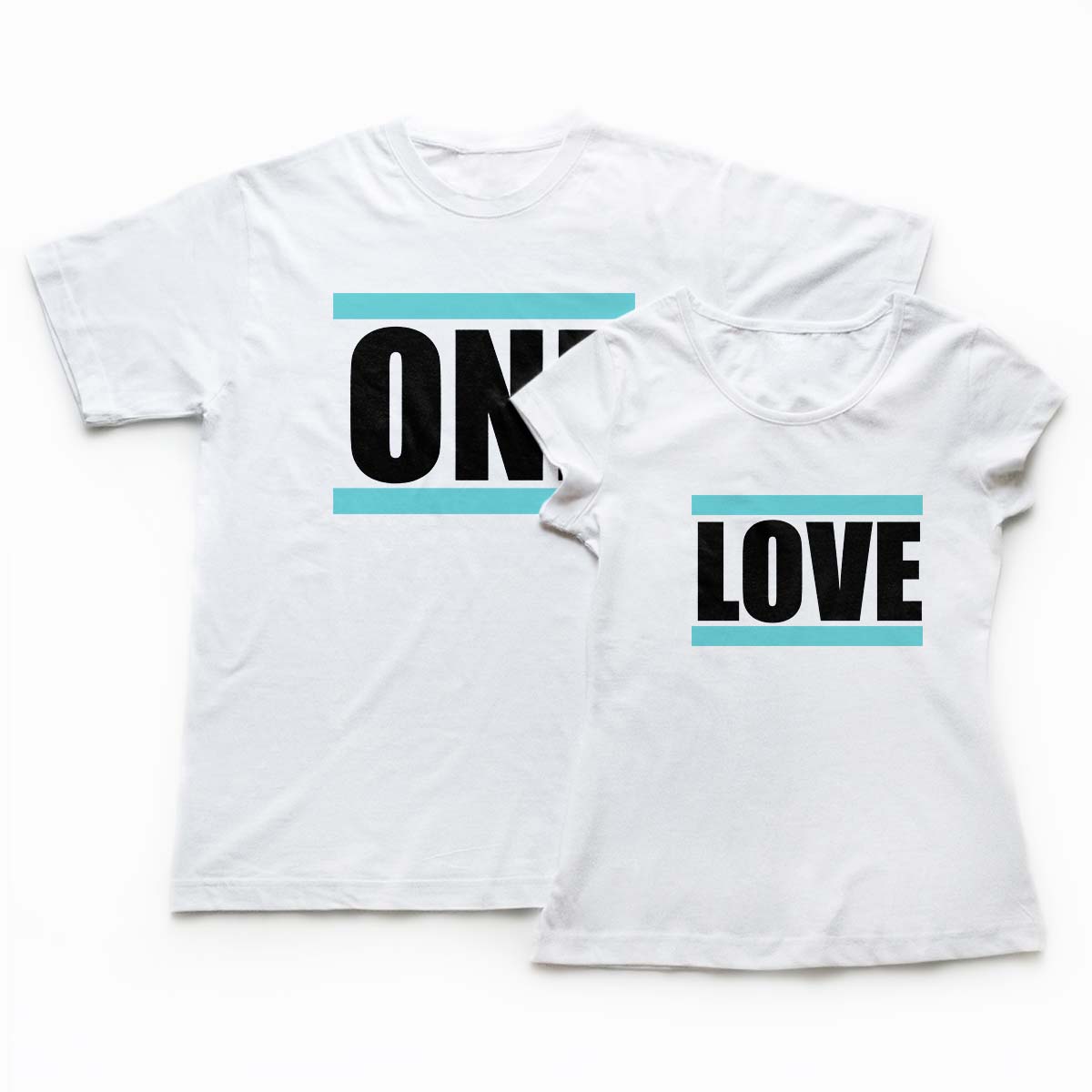 tricouri cupluri One love, set tricouri albe