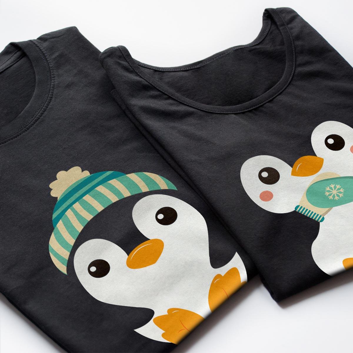 tricouri cupluri Penguin Love, set tricouri negre