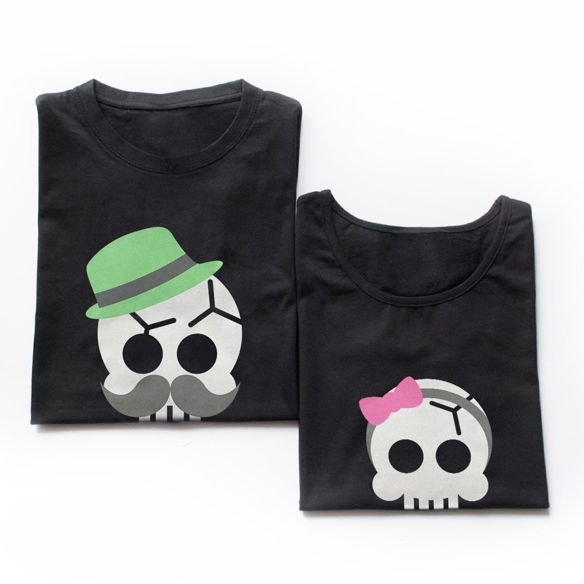 Tricouri cupluri - Skull Couple 1