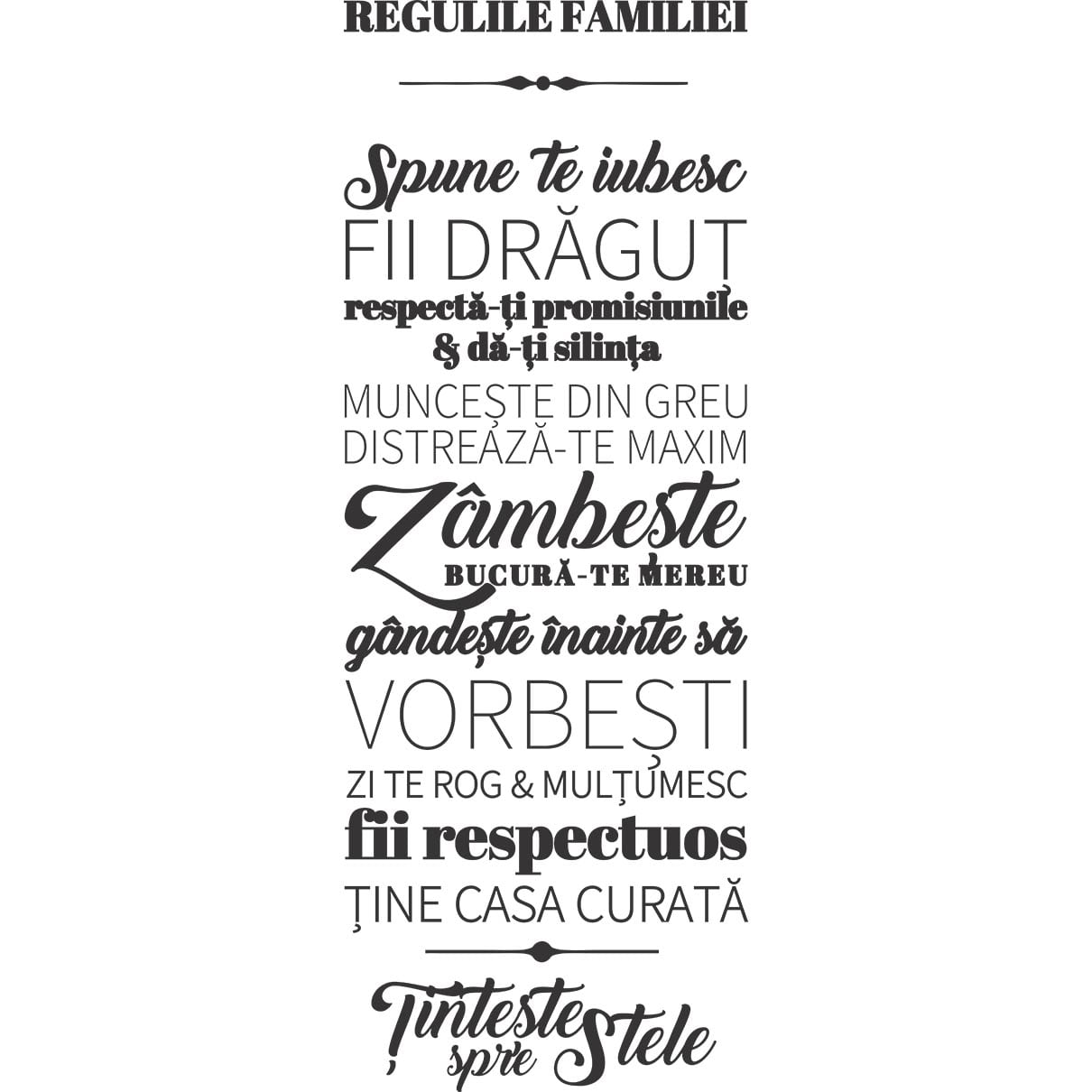 Sticker decorativ_Regulile Familiei_tiparo1 1