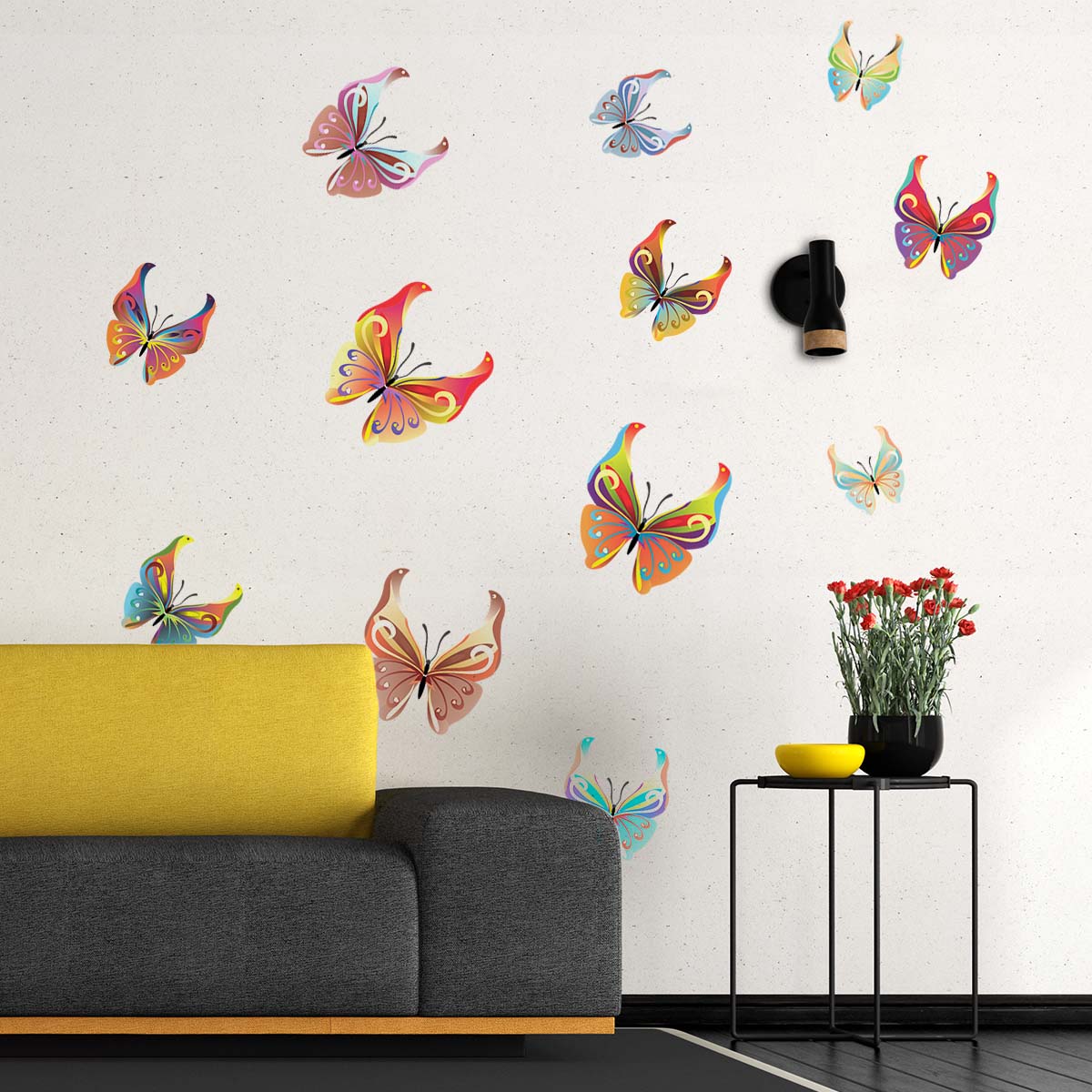 Sticker perete Fluturi colorati 1