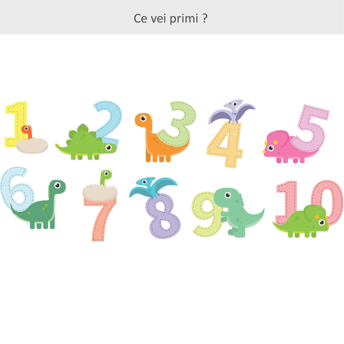 Stickere perete copii Dyno te invata sa numeri 1