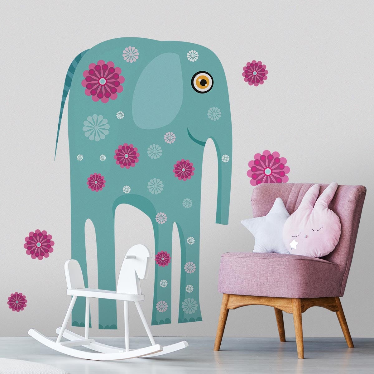 Stickere perete copii Elefant cu flori 1