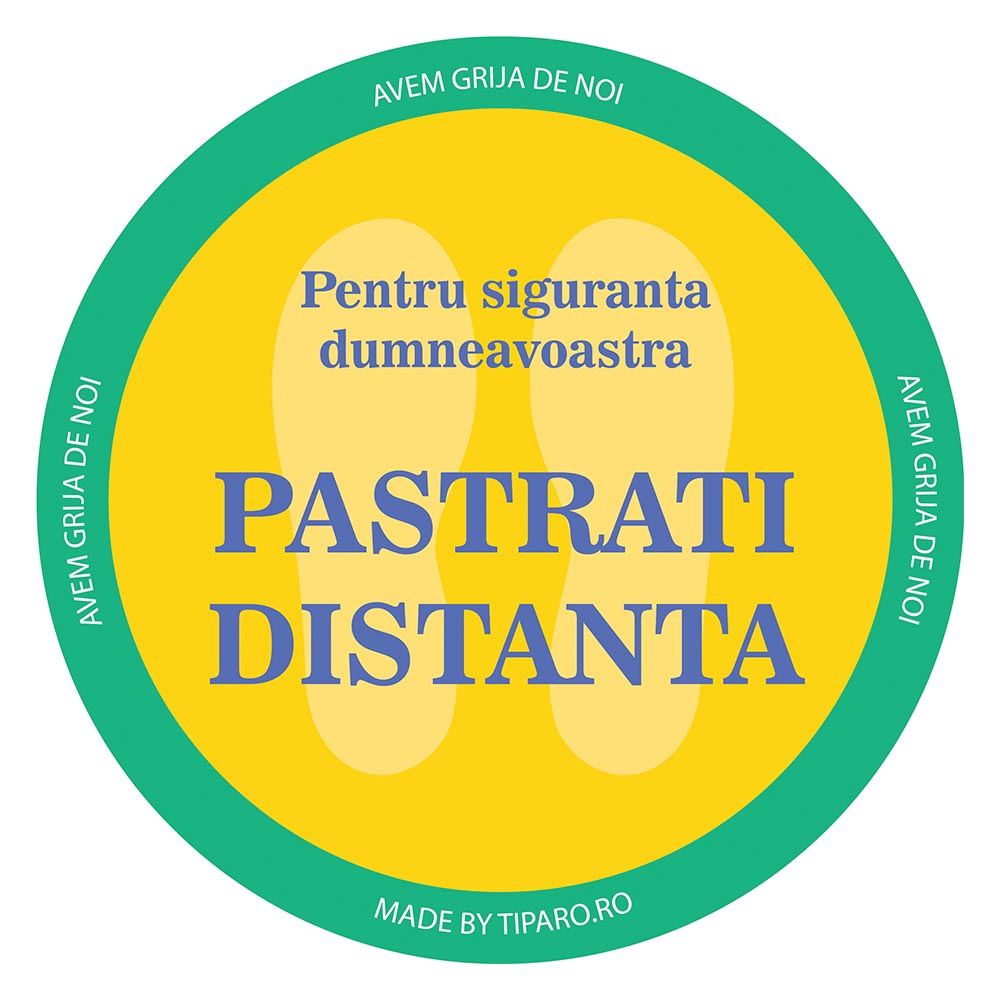 Stickere preventie delimitare podea rotund Galben 1
