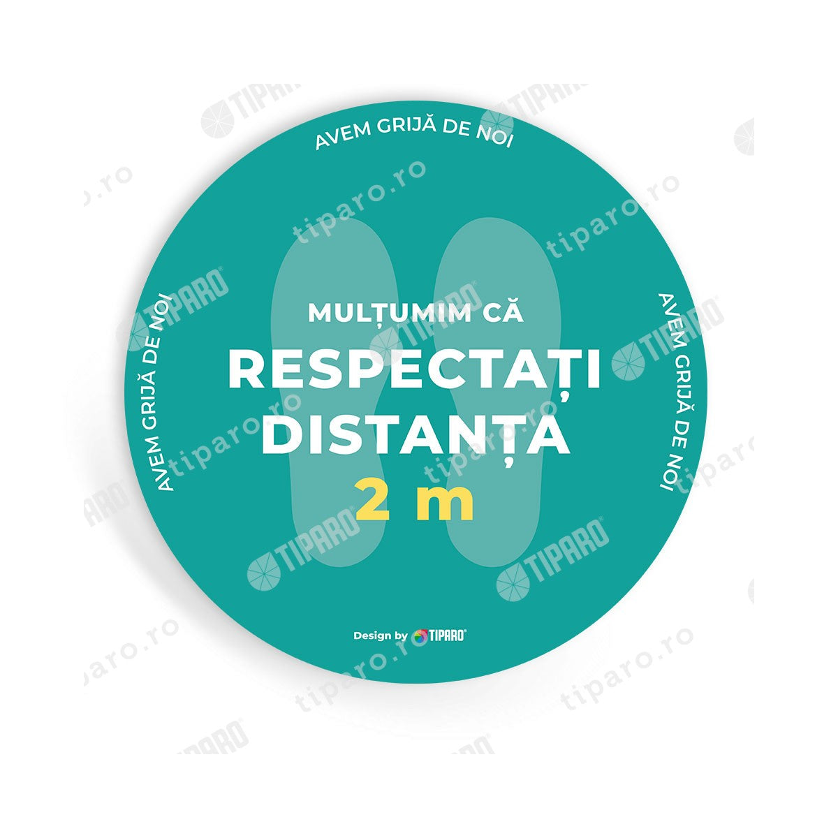 Stickere preventie salon Cerc distantare podea 2