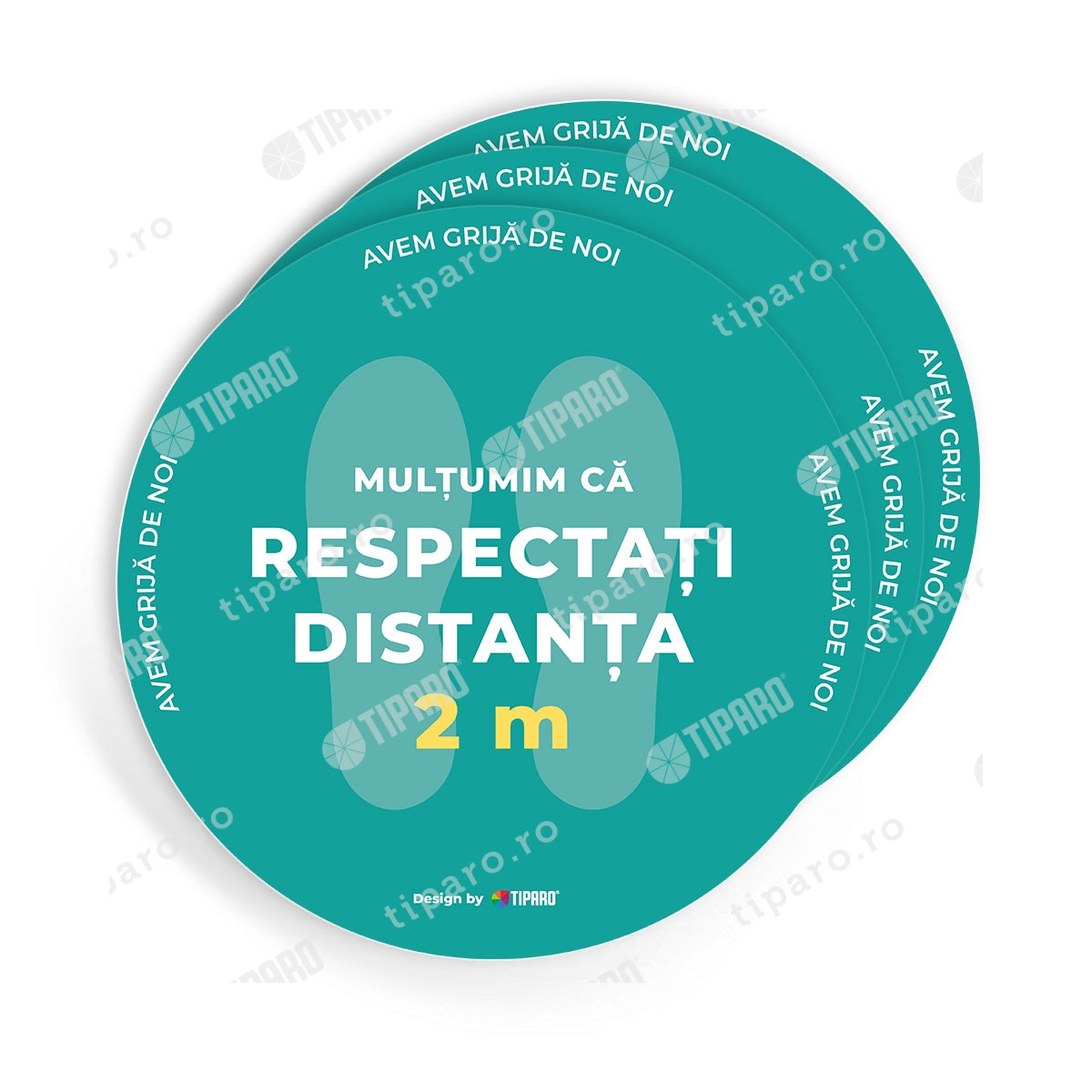 Stickere preventie salon Cerc distantare podea 3 bucati 1