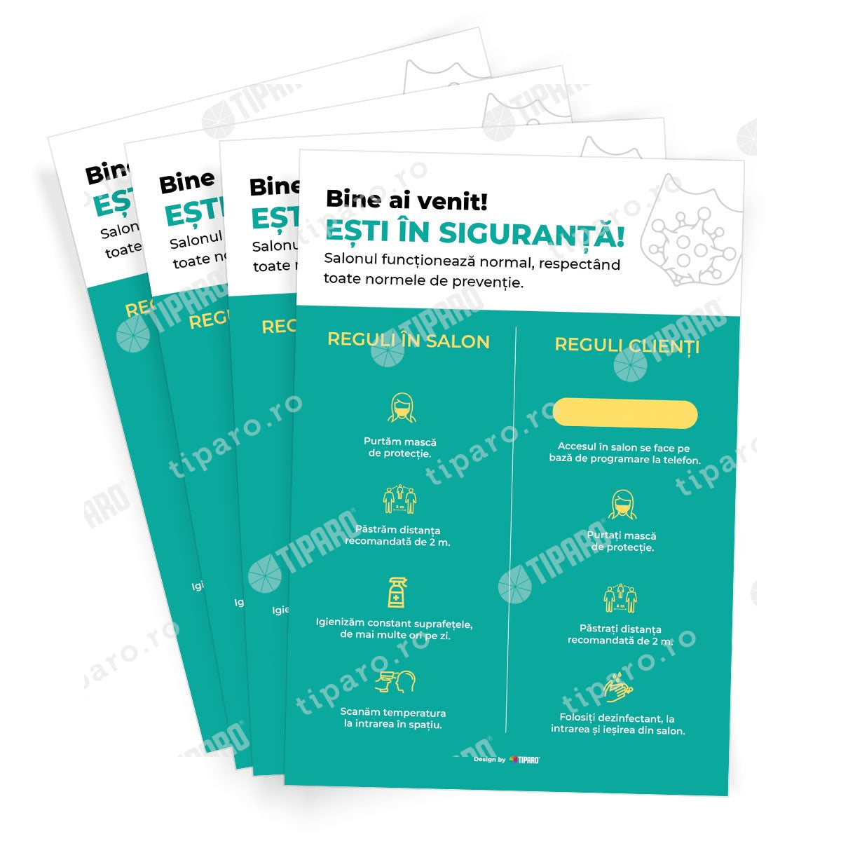 Stickere preventie salon Reguli 4 bucati 4a