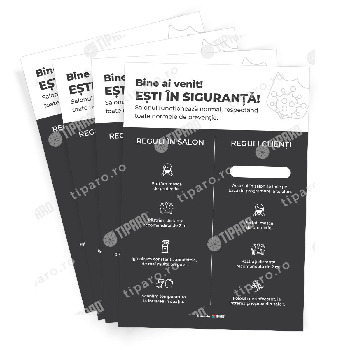 Stickere preventie salon Reguli 4 bucati 4a