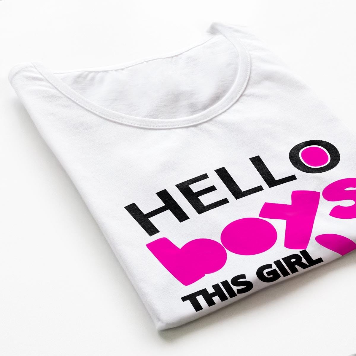 Tricouri petrecerea burlacitelor - Hello boys - neon 1