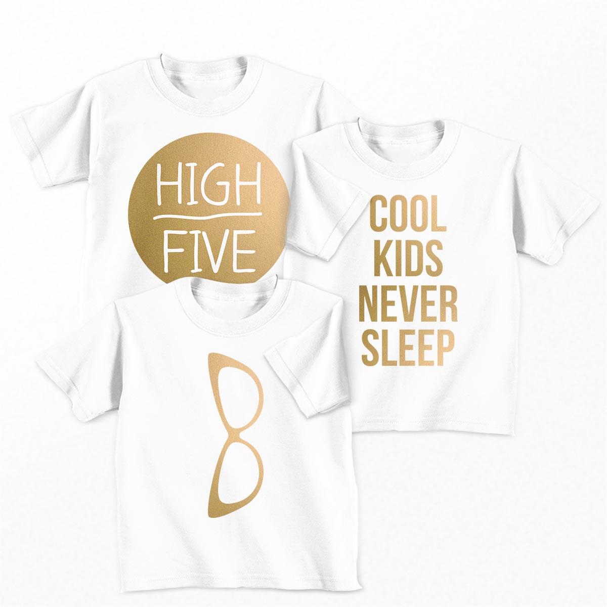 Tricouri copii - Set tricouri Cool Kid Gold - fetita1