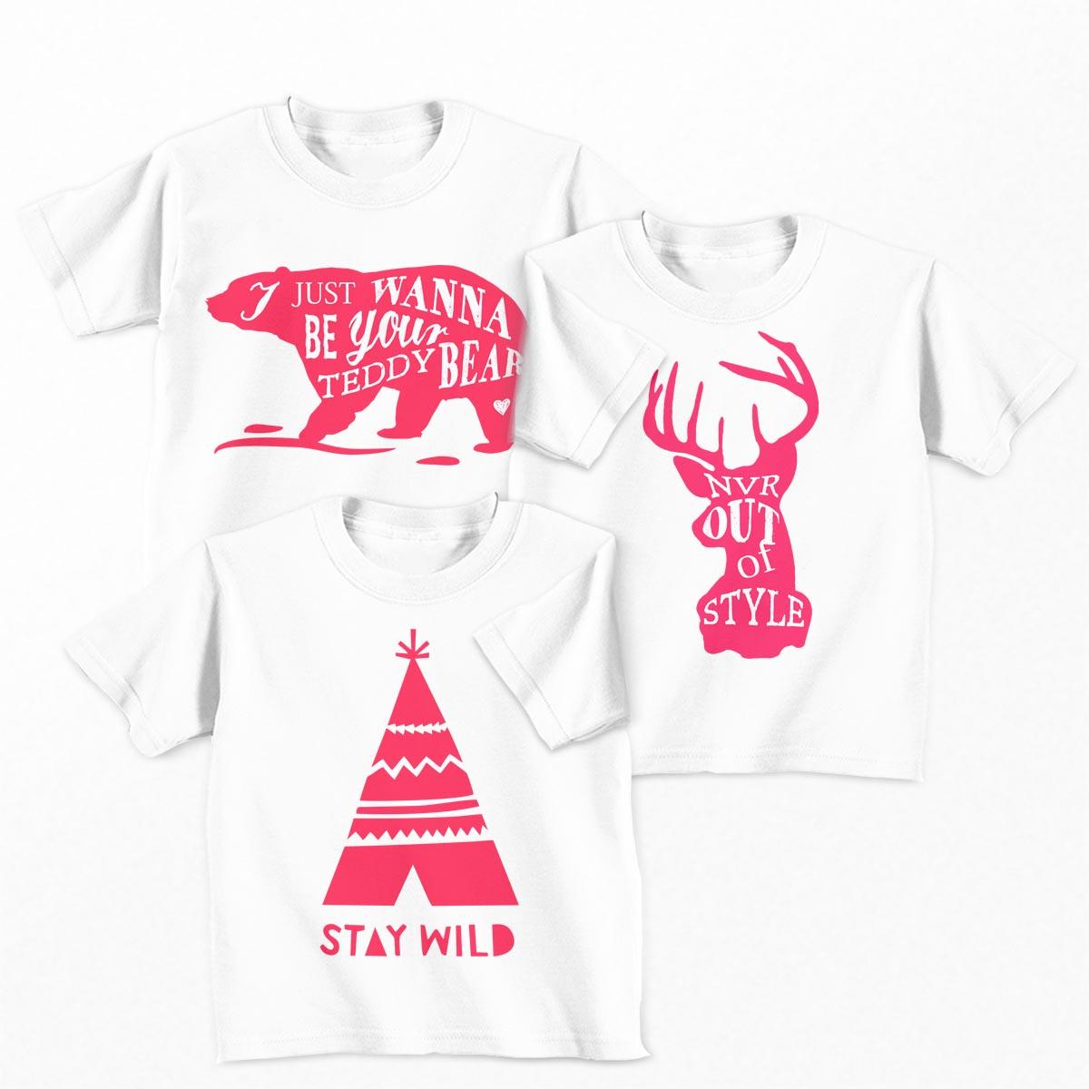 Tricouri copii - Set tricouri Stay Wild - fetita1