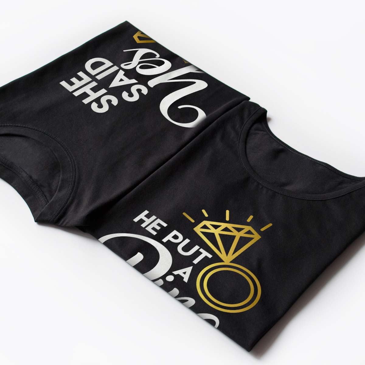 Tricouri cupluri - The Ring - Gold , tricouri negre