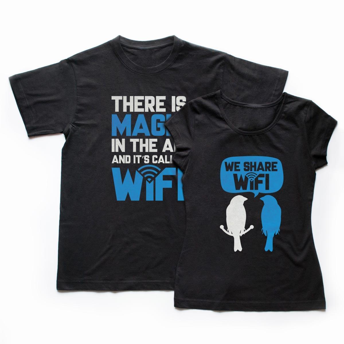 Tricouri cupluri - Wi-fi , set negru