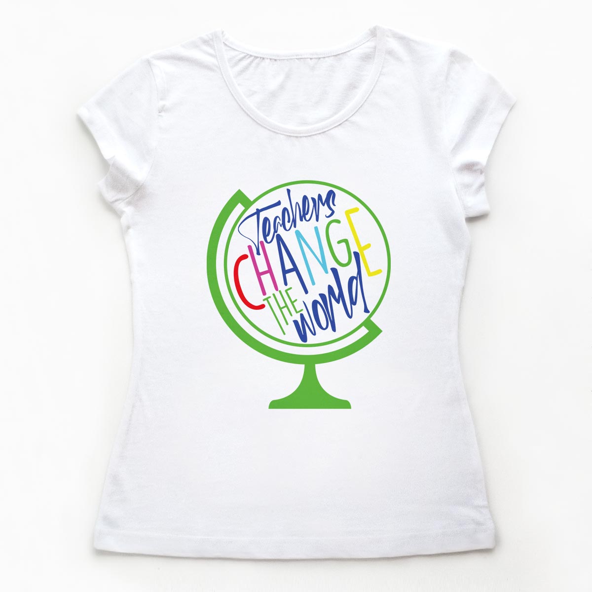 Tricouri educatoare gradinita Change the World 01Alb