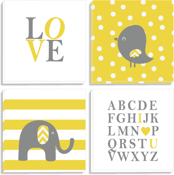 Set tablouri canvas Yellow Elephant