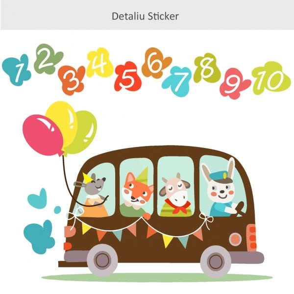 stickere perete copii caravana numerelor 1