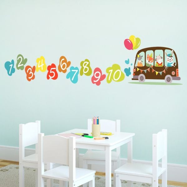 stickere perete copii caravana numerelor 1
